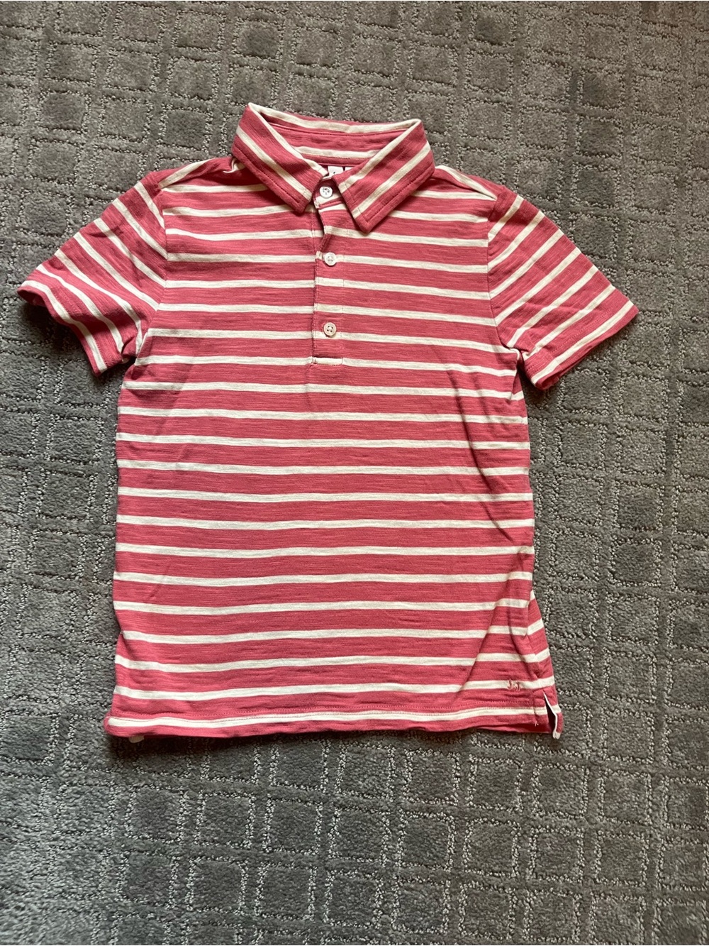 Kids Janie & Jack salmon & White Striped Polo Shirt